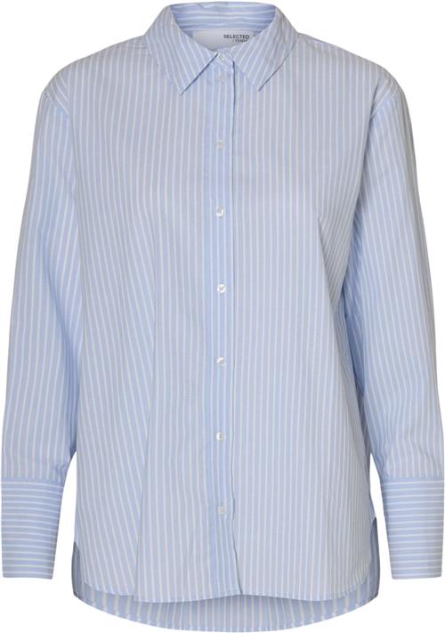 Selected Femme Slfelisa LS Shirt Kvinde Cashmere Blue/bright White Langærmede Skjorter Str 42 - hos Magasin