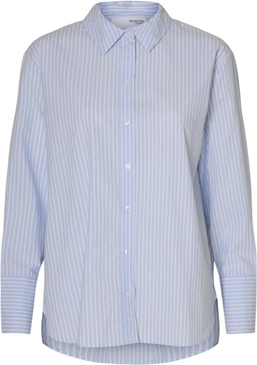 Se Selected Femme Slfelisa LS Shirt Kvinde Cashmere Blue/bright White Langærmede Skjorter Str 36 - hos Magasin ved Magasin