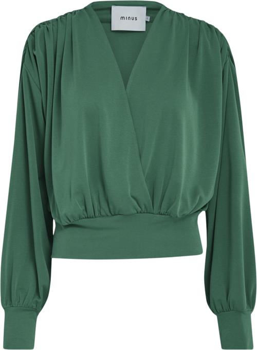 Minus Gasia Modal Wrap Blouse Kvinde Golf Green Langærmede Bluser Str XS - hos Magasin