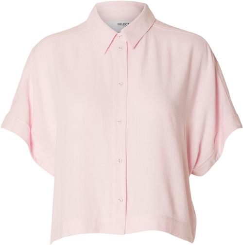 Selected Femme Slfviva SS Cropped Shirt Noos Kvinde Cradle Pink Kortærmede Skjorter Str 34 - hos Magasin