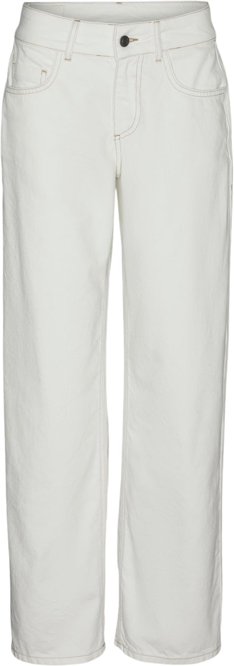 Something New Snrancy MID Rise Wide Jeans Kvinde White Denim Wide Jeans Straight Fit Str "30/""34" - hos Magasin