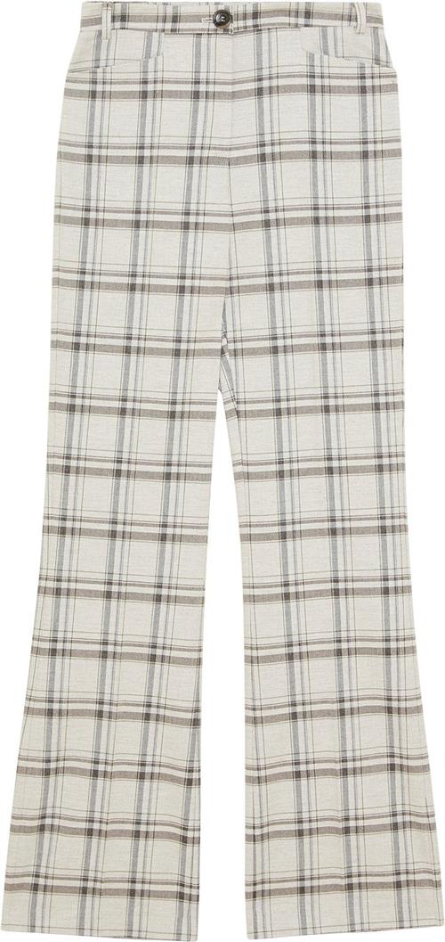 Patrizia Pepe Pantaloni/trousers Kvinde Mineral Gray Check Bukser Med Brede Ben Regular Fit Str 38 - hos Magasin