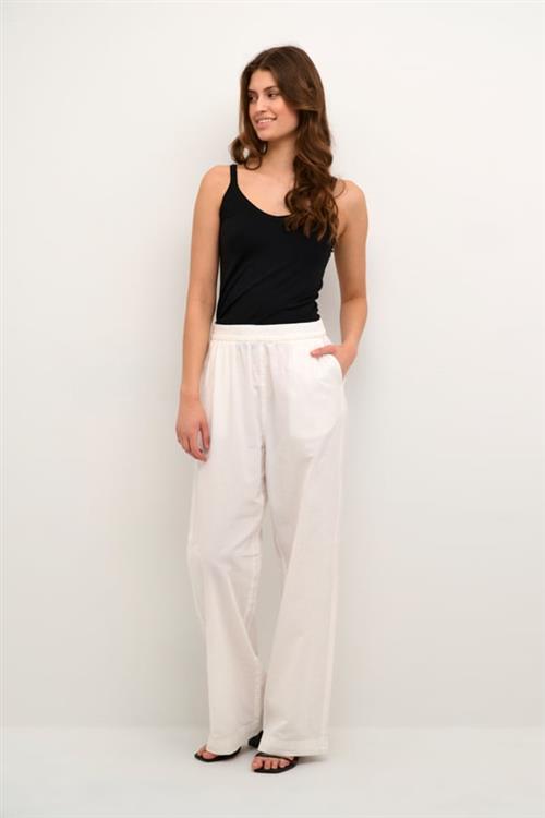 Kaffe Kanaya Wide Pants Kvinde Chalk Bukser Med Brede Ben Relaxed Fit Str 34 - hos Magasin