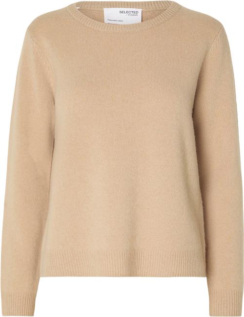 Selected Femme Slfmanila LS Knit Cashmere Oneck N Kvinde Amphora Sweaters Str S Cashmere - hos Magasin