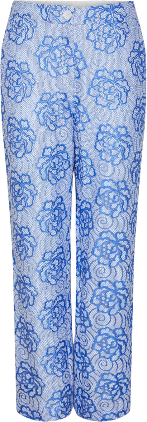 YAS Yasisa HW Pants Kvinde Palace Blue Bukser Med Lige Ben Regular Fit Str XS - hos Magasin