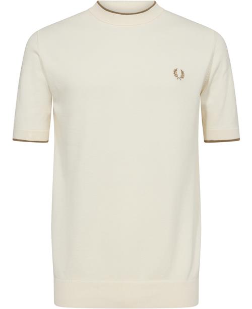 Fred Perry K7642 Mand Ecru Kortærmede T-shirts Str S - Bomuld hos Magasin