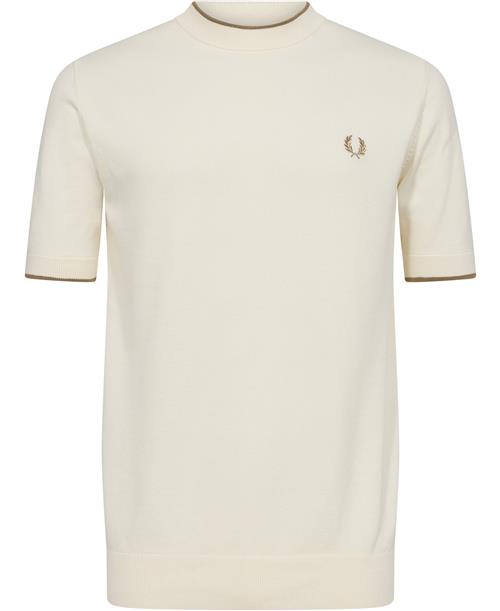 Fred Perry K7642 Mand Ecru Kortærmede T-shirts Str M - Bomuld hos Magasin