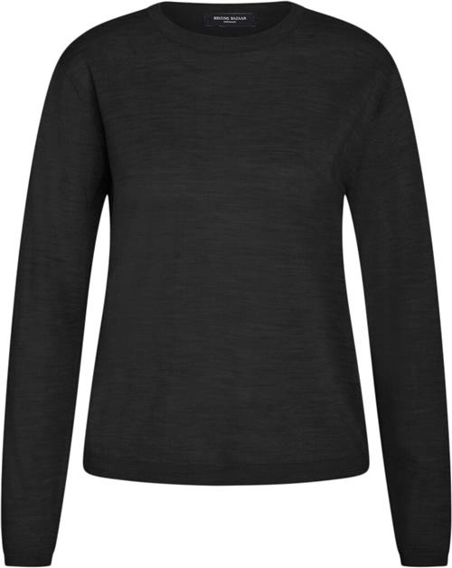 Bruuns Bazaar Charlenebbround Neck Knit Kvinde Black Sweaters Str L - hos Magasin