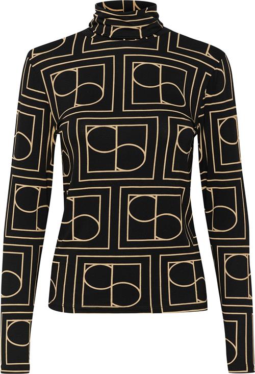 Se Soaked in Luxury Slhanadi Printed Rollneck LS Kvinde Black W Tiger´S Eye Jaquard Rullekraver Regular Fit Str S - hos Magasin ved Magasin