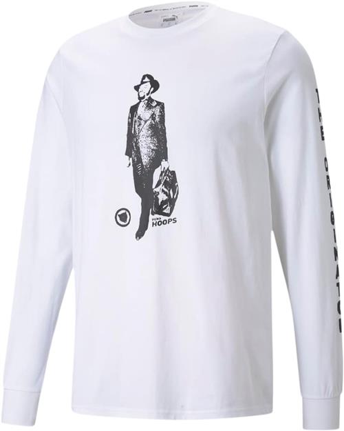 Puma Franchise ls tee Mand White Langærmede T-shirts Str S - Bomuld hos Magasin