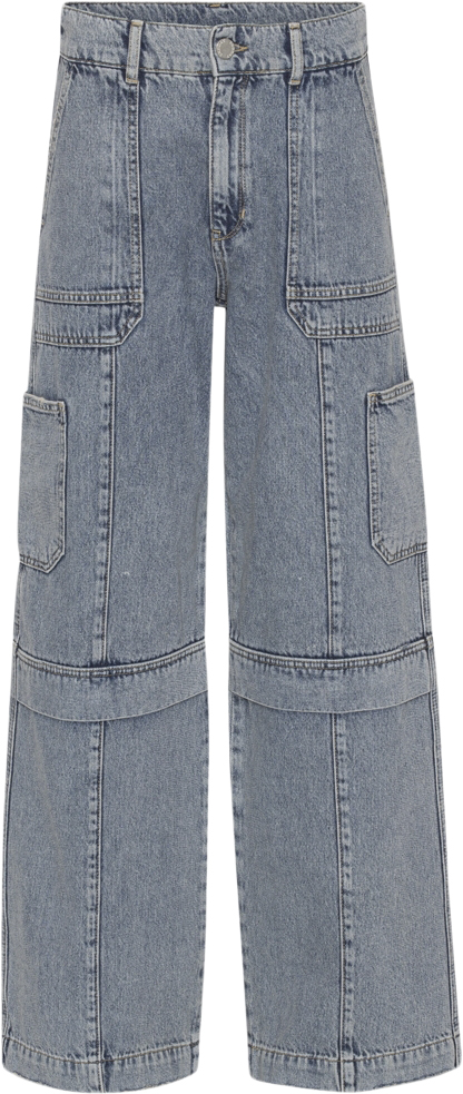 2NDDAY 2ND Edition Carto TT Ocean Blue Denim Kvinde Mid Blue Wide Jeans Str 27 Denim - hos Magasin