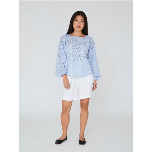 A-VIEW Karli Blouse Kvinde Blue/white Langærmede Bluser Str 42 - hos Magasin