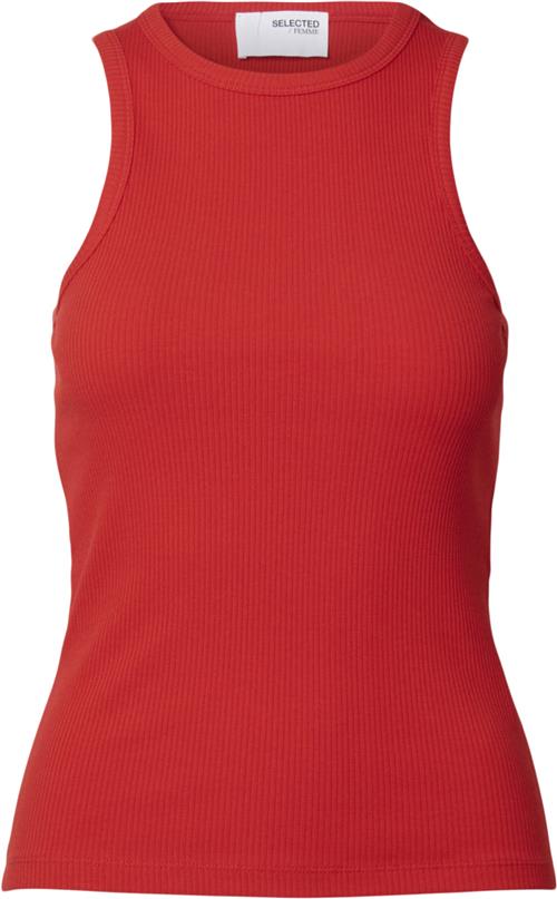 Se Selected Femme Slfanna Oneck Tank TOP Noos Kvinde Flame Scarlet Tanktoppe Regular Fit Str L - hos Magasin ved Magasin