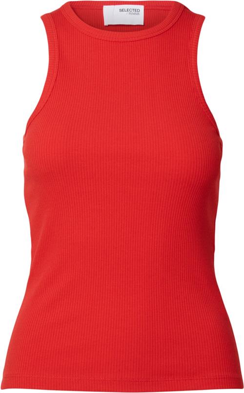 Se Selected Femme Slfanna Oneck Tank TOP Noos Kvinde Flame Scarlet Tanktoppe Regular Fit Str XL - hos Magasin ved Magasin