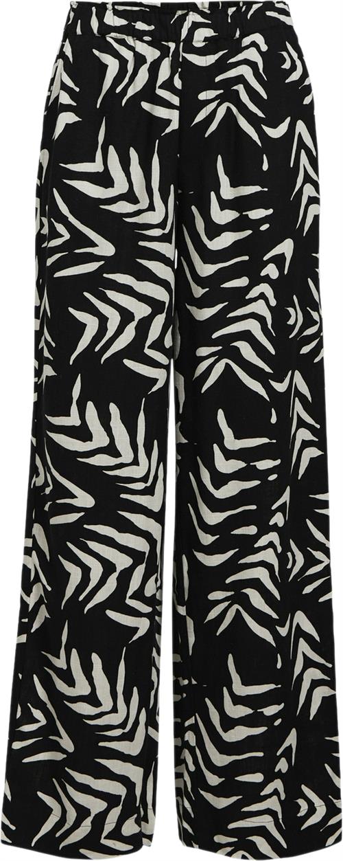 Object Objemira HW Pant 131 Kvinde Black/white Sand Bukser Med Brede Ben Str 42 - hos Magasin