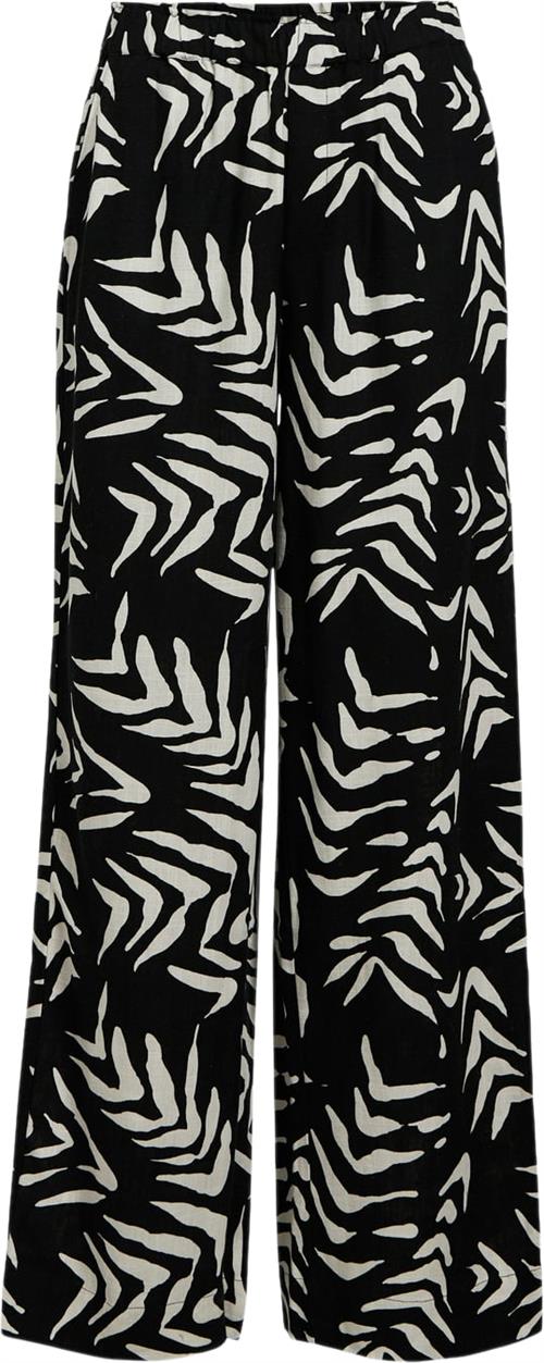 Se Object Objemira HW Pant 131 Kvinde Black/white Sand Bukser Med Brede Ben Str 36 - hos Magasin ved Magasin