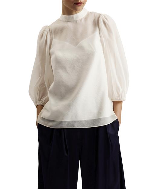 Ted Baker Frias Sheer Organza Top With Balloo Kvinde Ivory Langærmede Bluser Str L /4 - hos Magasin