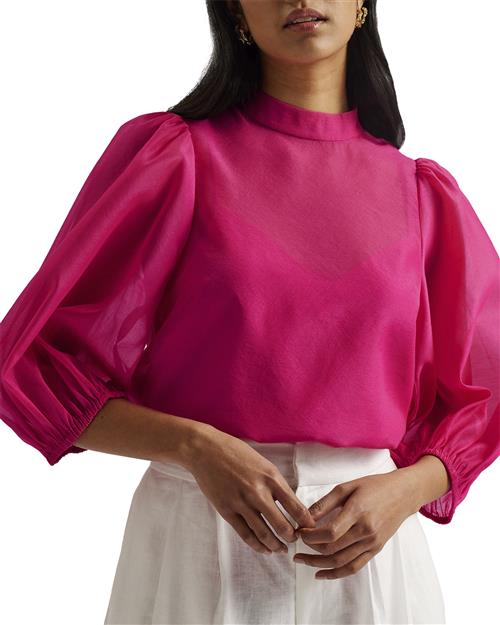 Ted Baker Frias Sheer Organza Top With Balloo Kvinde Brt-pink Toppe Str XXS / 0 - hos Magasin