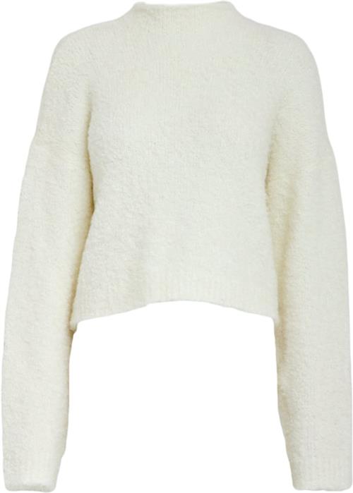 Minus Josette High Neck Cropped Knit Pullover Kvinde Light Birch Sweaters Str XS - hos Magasin