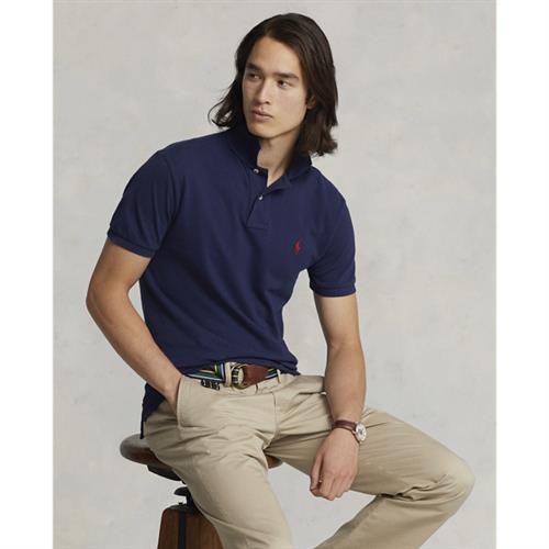 Polo Ralph Lauren Custom Slim Fit Mesh Polo Mand Navy Kortærmede Poloer Str L - Bomuld hos Magasin