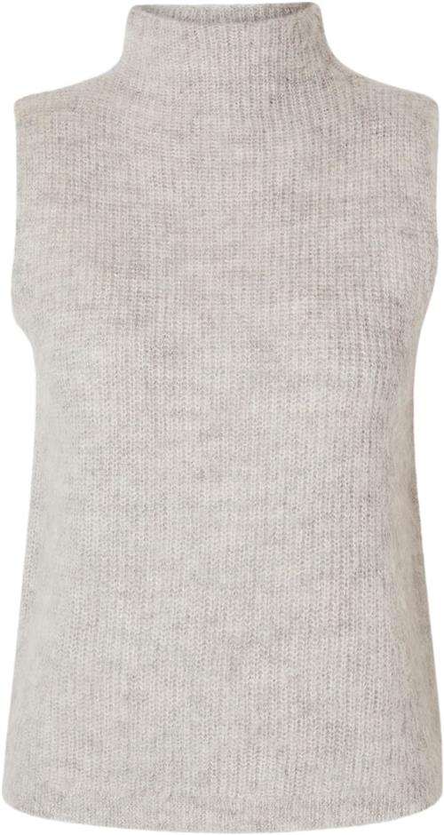 Se Selected Femme Slfemili SL Knit High Neck TOP Kvinde Dove/birch Strikveste Str S - hos Magasin ved Magasin