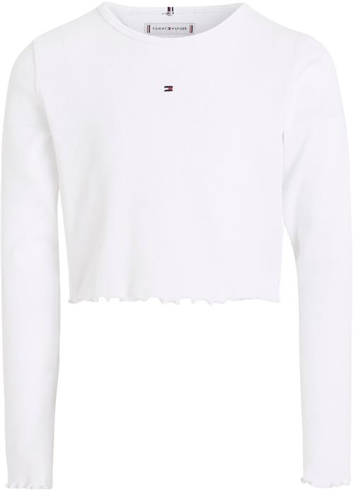 Tommy Hilfiger Essential RIB TOP L/S Str 3 år / 98 cm - White Bluser hos Magasin