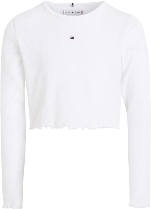 Tommy Hilfiger Essential RIB TOP L/S Str 6 år / 116 cm - White Bluser hos Magasin