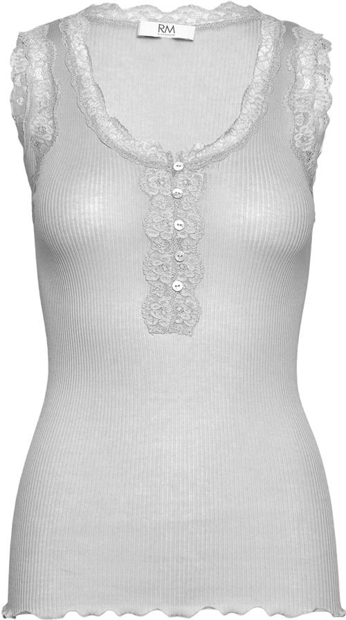 RM by Rosemunde Rmwbalta Modal SL Lace Placket top Kvinde Pale Grey Toppe Str L - Bomuld hos Magasin