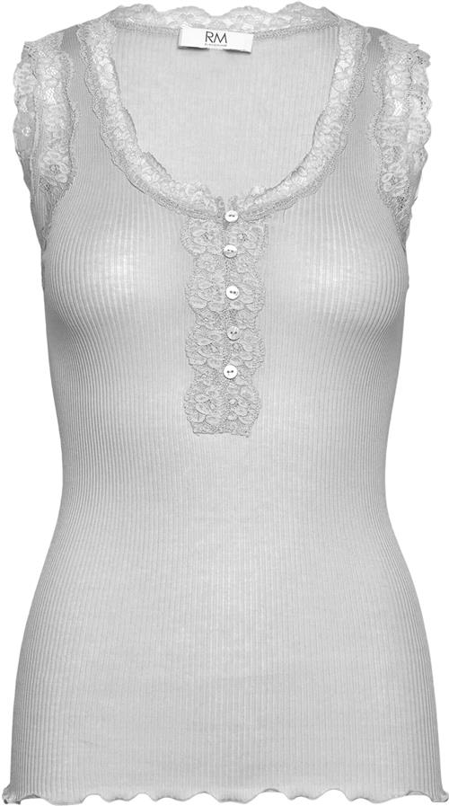 RM by Rosemunde Rmwbalta Modal SL Lace Placket top Kvinde Pale Grey Toppe Str XL - Bomuld hos Magasin