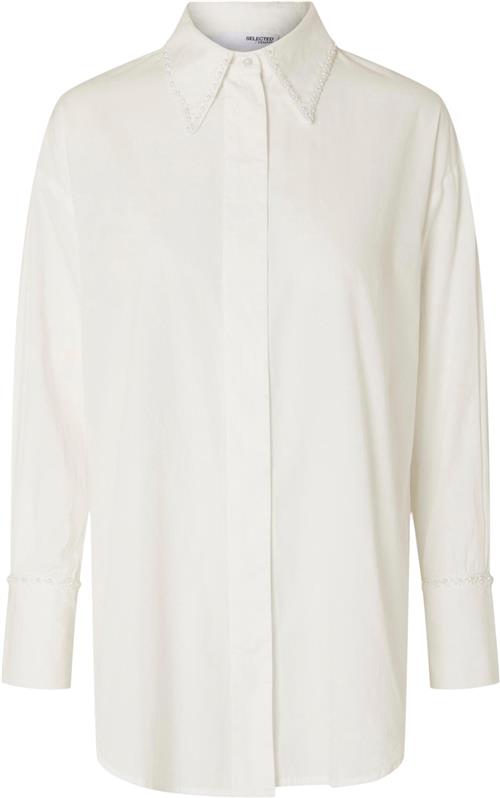 Se Selected Femme Slfleah LS Pearl Shirt EX Kvinde Hvid Langærmede Skjorter Str 38 - hos Magasin ved Magasin