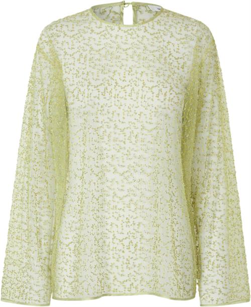 Samsøe Samsøe Samally Blouse 15264 Kvinde Green Sheen Langærmede T-shirts Str L - Polyester hos Magasin