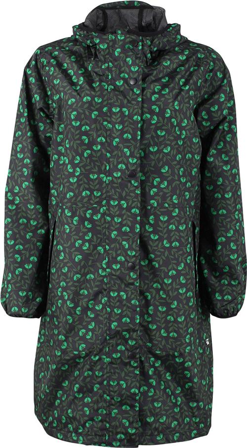 Danefæ Edith Rainjacket Kvinde Black/khaki Fleur Regnjakker Str L - hos Magasin