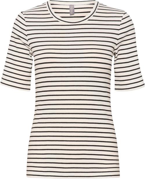 Culture Cudolly Oneck T-shirt Kvinde White/black Stripe Kortærmede T-shirts Str XS - hos Magasin