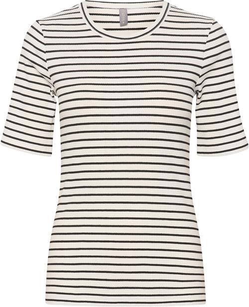 Culture Cudolly Oneck T-shirt Kvinde White/black Stripe Kortærmede T-shirts Str XL - hos Magasin