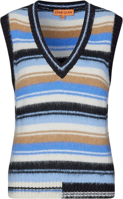 Stine Goya Sgroberta, 2046 Multi Stripes Kvinde Classic Stripe Strikveste Str XS - hos Magasin