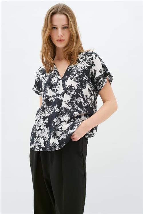 InWear Haziniiw Rinda Top Kvinde Graphic Syrenga Kortærmede Bluser Loose Fit Str 42 - hos Magasin