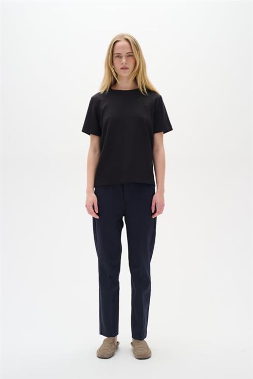 InWear Zellaiw Flat Pant Kvinde Marine Blue Bukser Med Smalle Ben Regular Fit Str 40 - hos Magasin