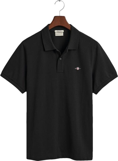 Se Gant REG Shield SS Pique Polo Mand Black Kortærmede Poloer Str L - hos Magasin ved Magasin