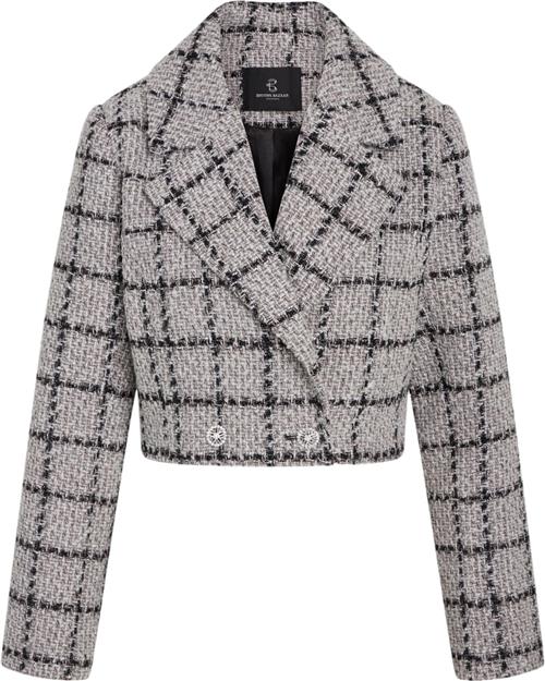 Bruuns Bazaar Doxabbnanyas Short Blazer Kvinde Sand - Check Blazere Str 40 - Polyester hos Magasin