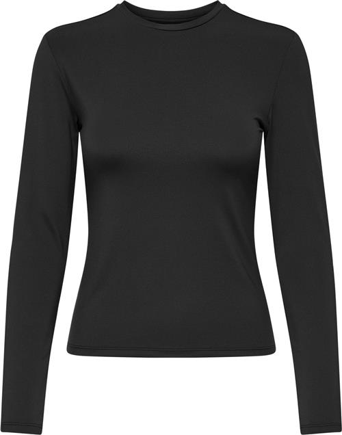 ONLY Onlea L/S TOP Oneck JRS Kvinde Sort Langærmede T-shirts Regular Fit Str XL - hos Magasin