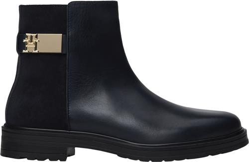 Se Tommy Hilfiger TH Logo Leather MIX Chelsea Kvinde Space Blue Chelsea Boots Str 39 - hos Magasin ved Magasin