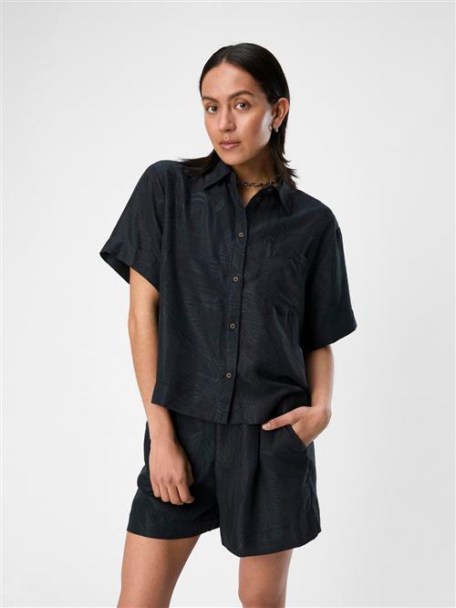 Object Objhannima S/S Shirt 132 Kvinde Black Kortærmede Skjorter Str 34 - hos Magasin