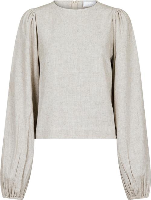 Neo Noir Bira Soft Linen Blouse Kvinde Sand Langærmede Bluser Str 34 - hos Magasin