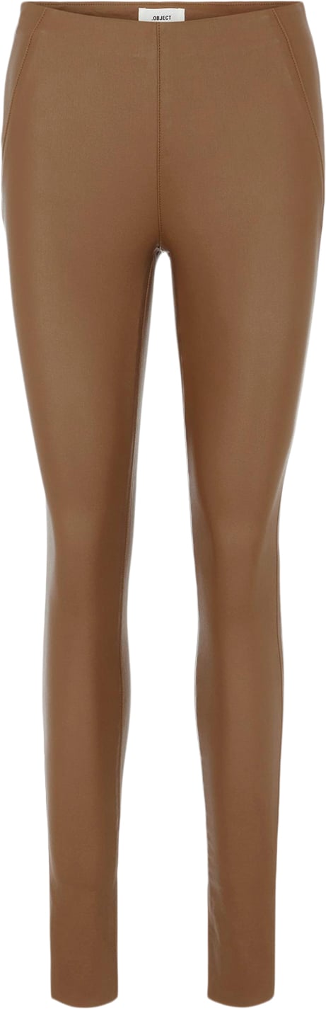 Se Object Objbelle MW Coated Leggings Noos Kvinde Sepia Leggings Str 38 - hos Magasin ved Magasin