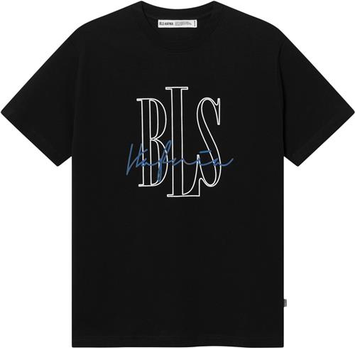 BLS Hafnia Signature Outline Tshirt Mand Black Kortærmede T-shirts Regular Fit Str M - Bomuld hos Magasin