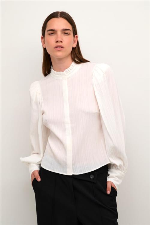 Karen by Simonsen Frostykb Frill Shirt Kvinde 110601 Langærmede Skjorter Str 42 - hos Magasin