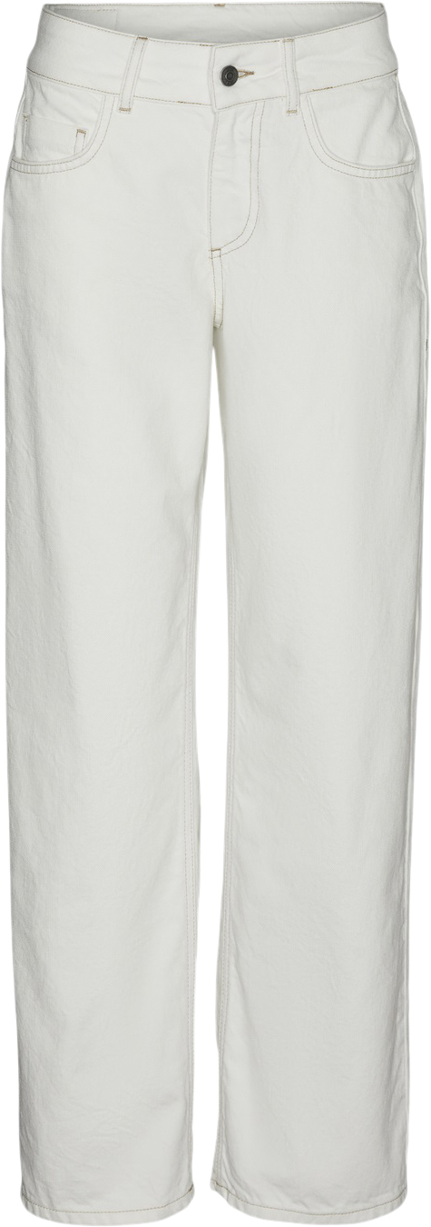 Something New Snrancy MID Rise Wide Jeans Kvinde White Denim Wide Jeans Straight Fit Str "28/""32" - hos Magasin