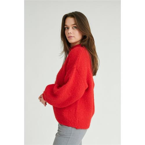 A-VIEW Patrisia Solid Knit Pullover Kvinde Red Sweaters Str M - hos Magasin