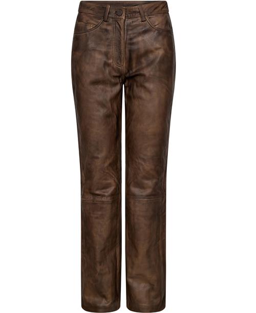 REMAIN Leather Pants Kvinde Brown Sugar Comb. Læderbukser Str 40 - hos Magasin