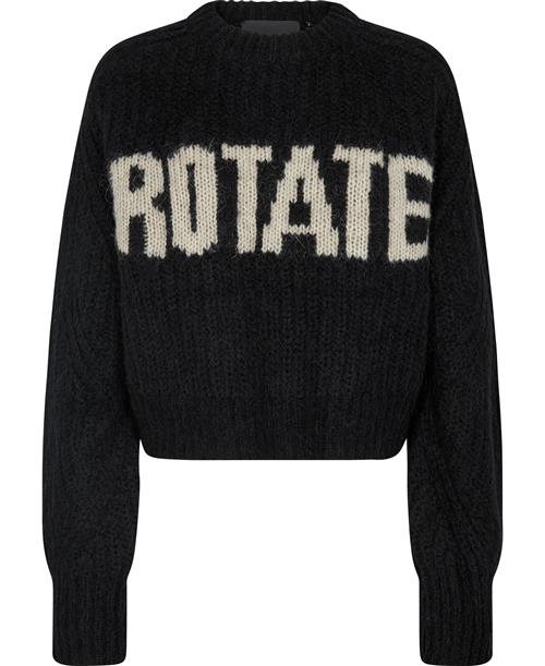 ROTATE Birger Christensen Sweater Knit Kvinde Black W. Turtledove Logo Sweaters Str 42 - hos Magasin